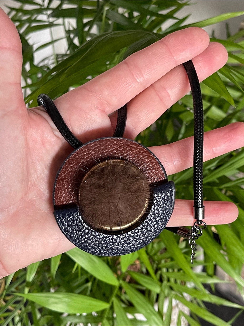 Fur & Leather Pendant Necklace | 18"